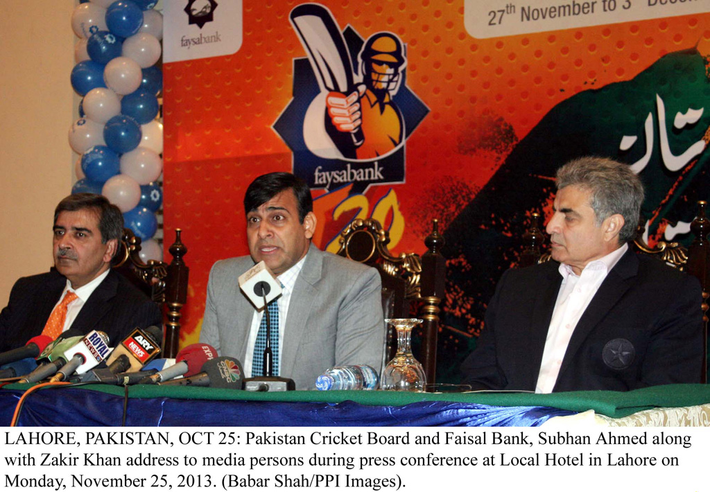 pakistan cricket board coo subhan ahmed talking to the media during a press conference at a local hotel in lahore on november 25 2013 photo ppi