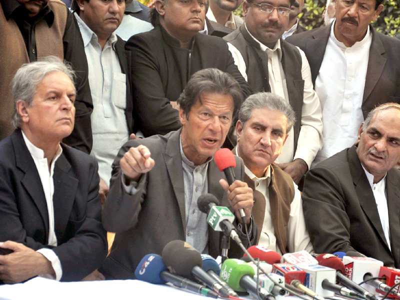 pti chairman imran khan addresses a news conference in lahore photo ppi