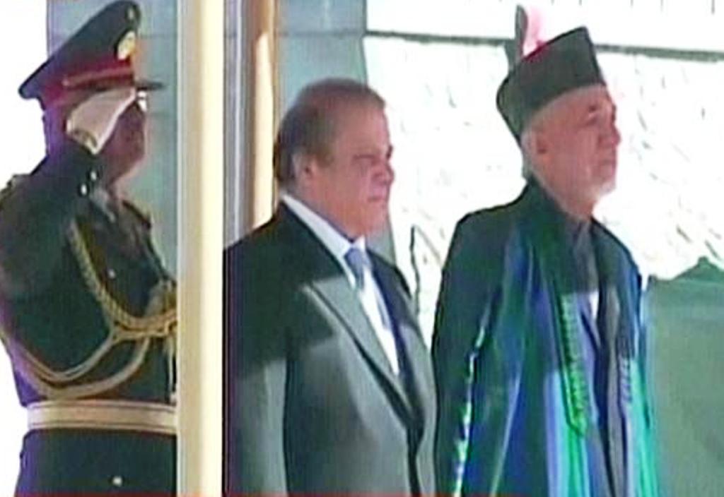 express news screengrab of prime minister nawaz sharif l and afghan president hamid karzai r
