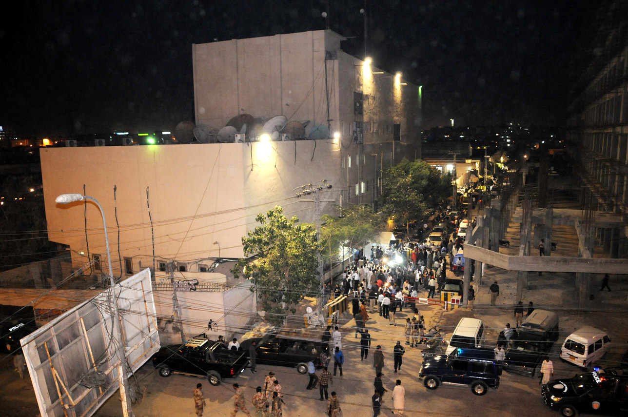 security forces rushed to the express media group s offices following an attack on monday evening photo express