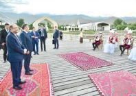 president asif ali zardari accompanied by kyrgyz president sadyr japarov witnesses a traditional kyrgyz cultural performance at the rukh ordo cultural center in cholpon ata photo pid