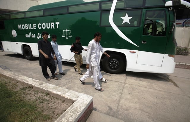 judge fazal wadood delivered verdicts while the process was supervised by district and sessions judge shaibar khan photo reuters