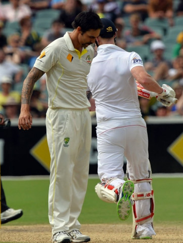 warm welcome england debutant ben stokes brushes mitchell johnson s shoulder as he completes a run in the adelaide test photo afp warm welcome england debutant ben stokes brushes mitchell johnson s shoulder as he completes a run in the adelaide test photo afp