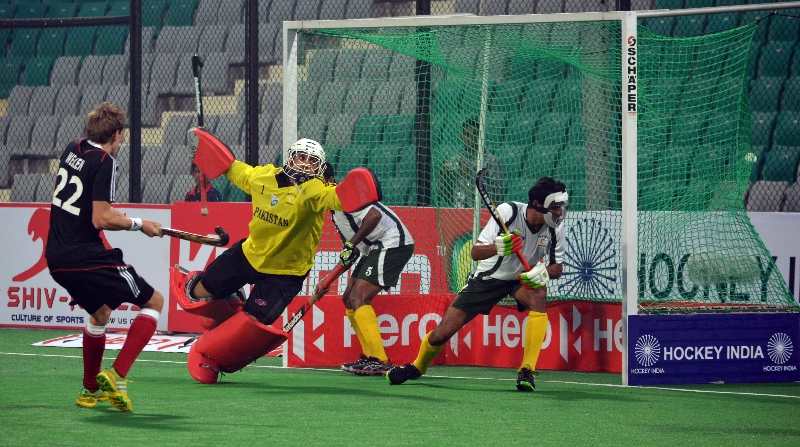 the greenshirts were no match for the defending champions who were in control of the match from the outset a hat trick by christopher ruhr enabled the europeans to steamroll pakistan photo hockeyindia org