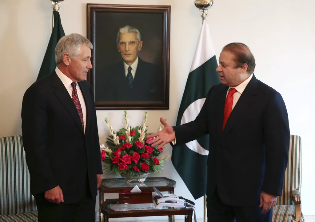 us secretary of defense chuck hagel l and pakistan prime minister nawaz sharif shake hands during a meeting in islamabad december 9 2013 photo reuters us secretary of defense chuck hagel l and pakistan prime minister nawaz sharif shake hands during a meeting in islamabad december 9 2013 photo reuters