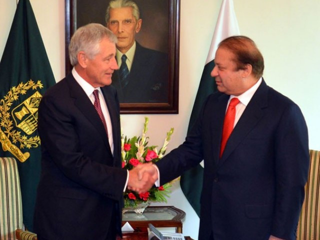 us secretary of defence chuck hagel shakes hands with prime minister nawaz sharif in islamabad on monday photo pid us secretary of defence chuck hagel shakes hands with prime minister nawaz sharif in islamabad on monday photo pid