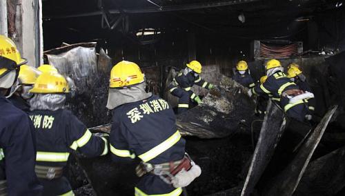 firefighters clean a fire site inside an agricultural products wholesale market in shenzhen guangdong province on wednesday dec 11 2013 photo reuters