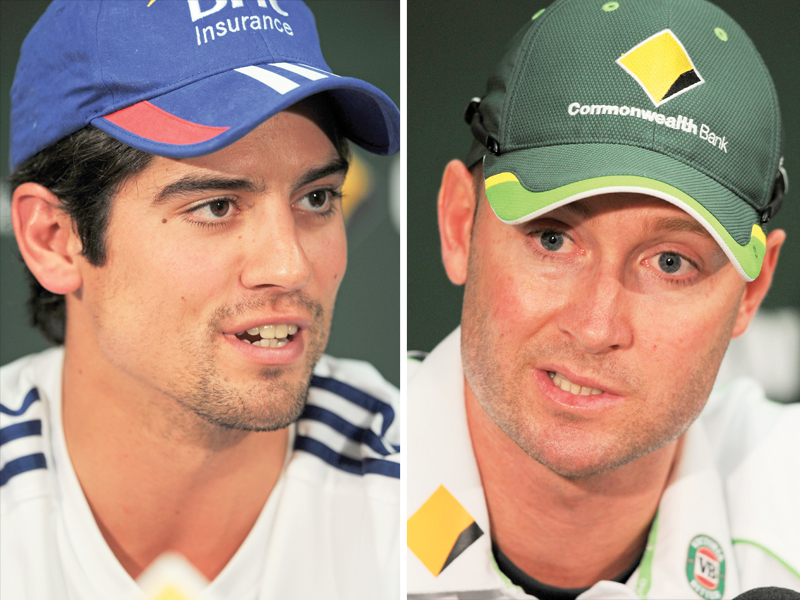 alastair cook and michael clarke would have one eye on the ashes urn as they take the field for their hundredth tests from today in perth photo afp