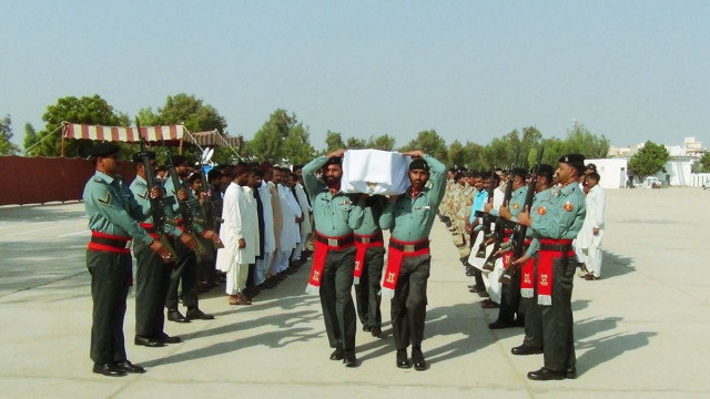 rangers officials present a guard of honour to the funeral of rangers sepoy who was killed in thrusday 039 s bomb attack in landhi photo sajid rauf express rangers officials present a guard of honour to the funeral of rangers sepoy who was killed in thrusday 039 s bomb attack in landhi photo sajid rauf express