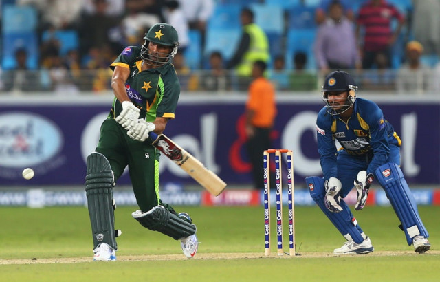 sohail tanvir of pakistan plays a shot during the 2nd t20 match between sri lanka and pakistan in dubai on december 13 2013 photo afp