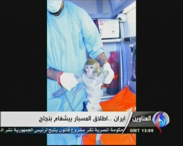 an image grab taken from iran 039 s al alam tv on january 28 2013 shows an iranian scientist at an unknown location holding a live monkey which the tehran based arab language channel said they sent up into space in a capsule and later retrieved intact photo afp al alam tv