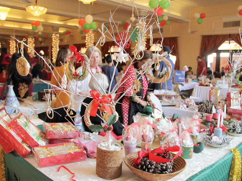 the fundraiser was full of decoration items clothes and other commodities at its stalls at the beach luxury hotel photo ayesha mir express