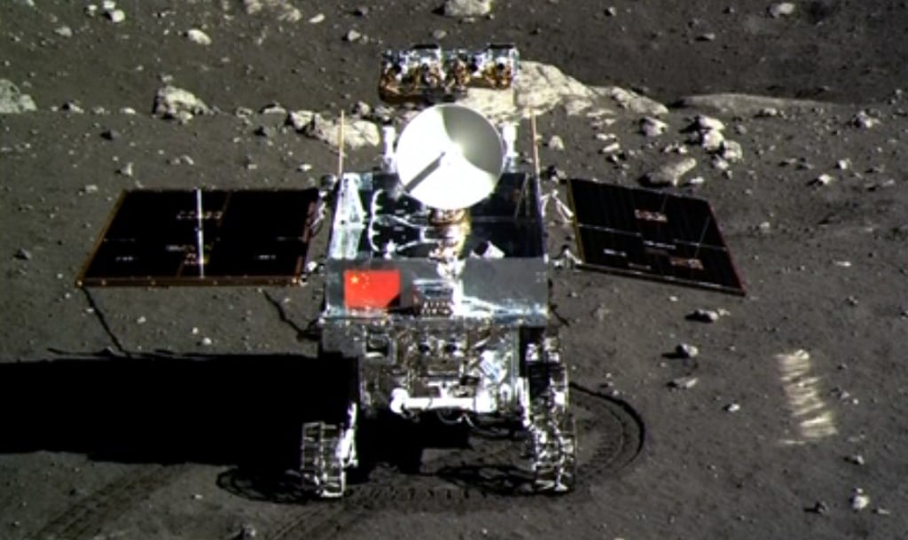 this screen grab taken from a cctv footage shows a photo of the jade rabbit moon rover taken by the chang 039 e 3 probe lander on december 15 2013 photo afp