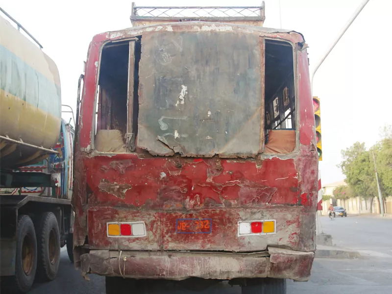 a bus owner has painted red yellow and white squares where brake lights are supposed to be photo ayesha mir express a bus owner has painted red yellow and white squares where brake lights are supposed to be photo ayesha mir express