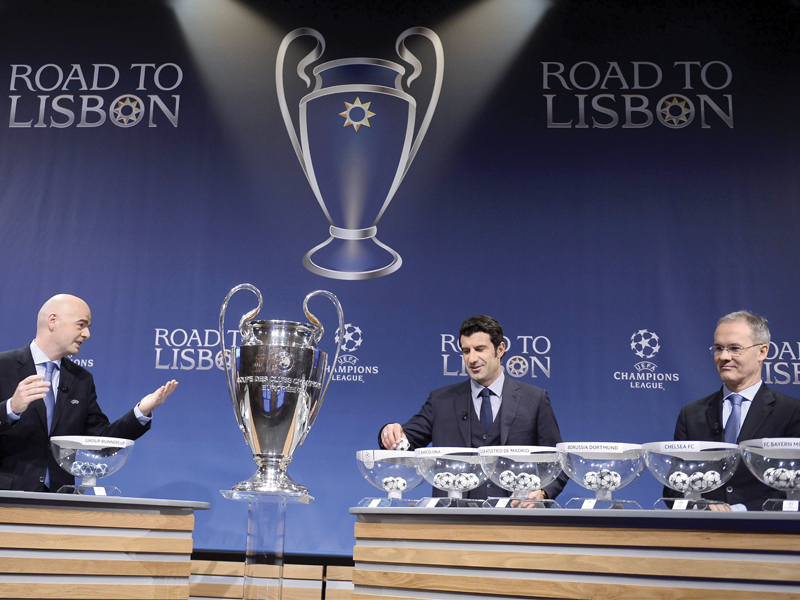 manchester city s reward for reaching the knockout stage of the champions league for the first time is a meeting with barcelona while holders bayern munich face arsenal for the second year in a row photo afp