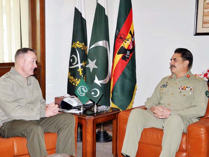 isaf commander gen joseph f dunford called on chief of the army staff gen raheel sharif photo nni