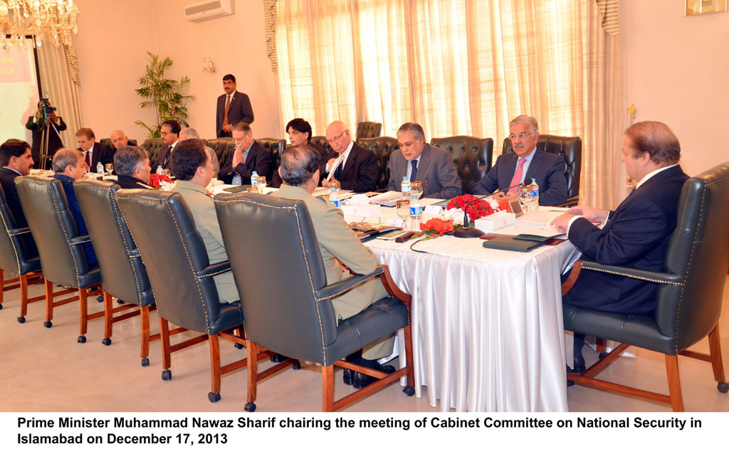 prime minister nawaz sharif chairing the meeting of cabinet committee on national security in islamabad on december 17 2013 photo pid