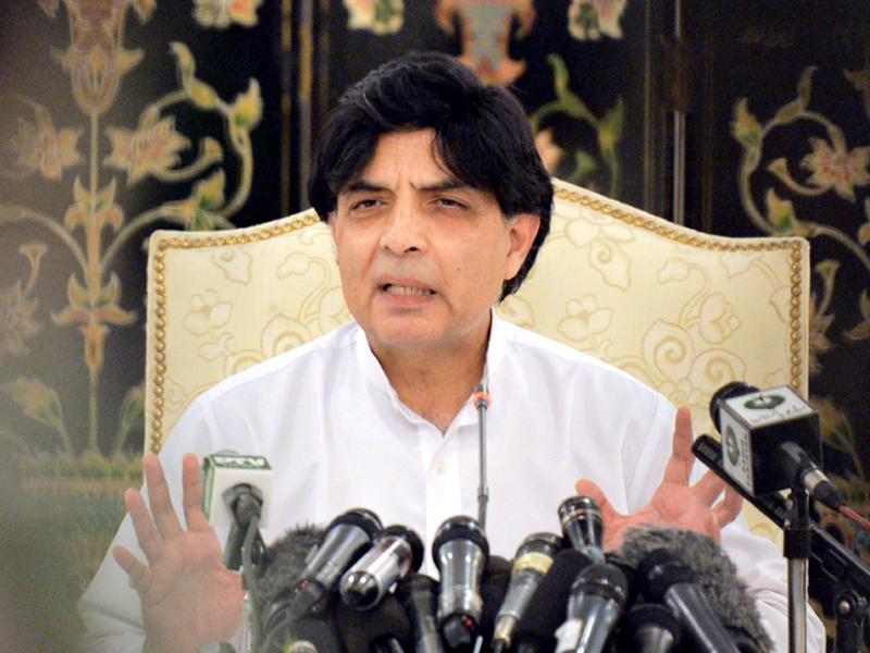 a single party is staging a drama over the verification of votes says interior minister chaudhry nisar ali khan photo afp file