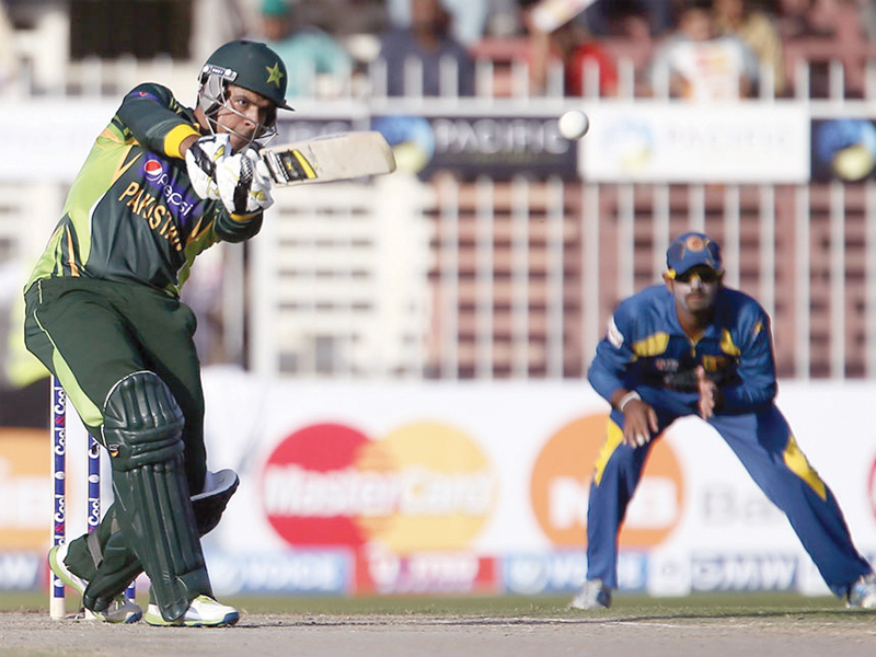 new comer sharjeel khan was unfazed in his maiden odi appearance for pakistan the opener scored a run a ball 61 to help build a big total photo afp