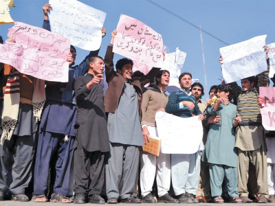 demonstration tribesmen students of north waziristan demand to ease curfew