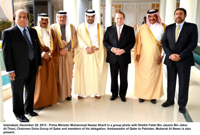 prime minister nawaz sharif in a group photo with sheikh falah bin jassim bin jabor al thani chairman board of directors of doha group and members of his delegation on december 20 2013 photo pid prime minister nawaz sharif in a group photo with sheikh falah bin jassim bin jabor al thani chairman board of directors of doha group and members of his delegation on december 20 2013 photo pid