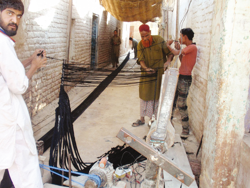 the raw material provided by big dealers is spun for rs30 per kilogramme on average the labourers are able to prepare 60 to 65 kilogrammes of rope in a day photos express