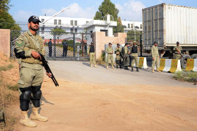security was beefed up at the national library on tuesday morning during the hearing of treason trial of former military ruler general retd pervez musharraf photo zafar aslam express security was beefed up at the national library on tuesday morning during the hearing of treason trial of former military ruler general retd pervez musharraf photo zafar aslam express