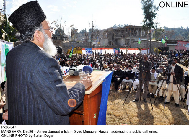 jamaat e islami ameer syed munawar hasan addressing a public gathering in mansehra photo online jamaat e islami ameer syed munawar hasan addressing a public gathering in mansehra photo online