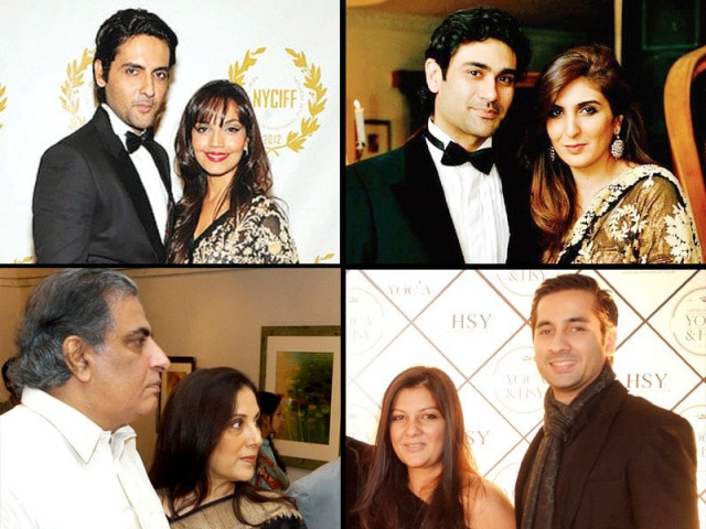 mohib mirza and amina sheikh top left khadija shah and jehanzeb amin top right samina and usman peerzada bottom left sarah najmi bilgrami and zayd bilgrami bottom right photo file