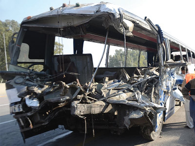 motorway tragedy two children among six dead in bus truck collision motorway tragedy two children among six dead in bus truck collision