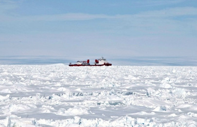 antarctic helicopter rescue underway at icebound ship