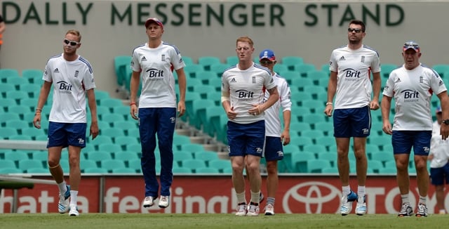 down but not out england players warm up on the eve of the final ashes test the tourists are hoping to avoid humiliation of a 0 5 whitewash photo afp