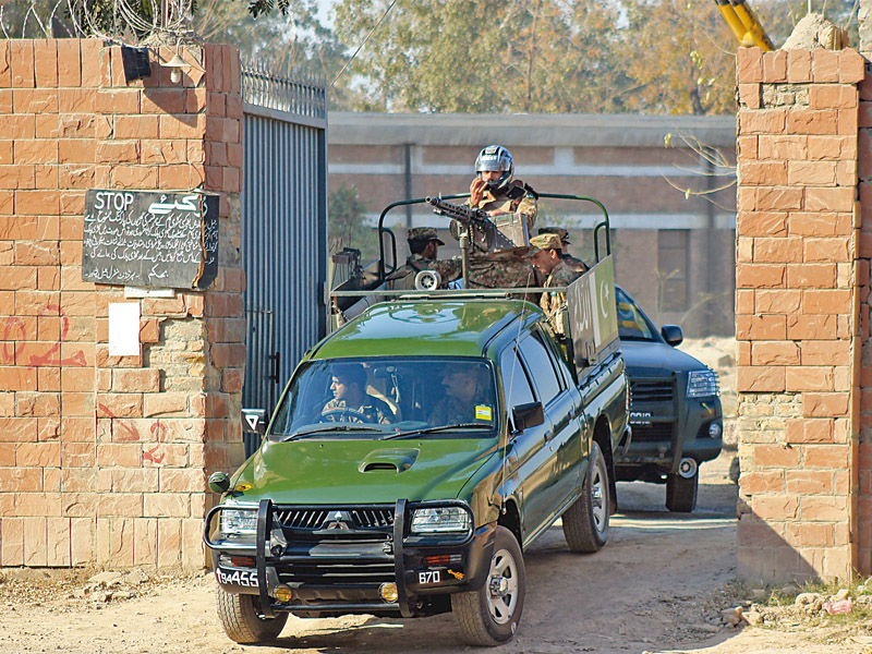 security officials conducted a search operation inside the detention centre with sniffer dogs and explosive detectors photo muhammad iqbal express