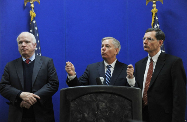 us senator lindsey graham c speaks during a press conference while us senator john mccain l looks on at the us embassy in kabul on january 2 2014 photo afp us senator lindsey graham c speaks during a press conference while us senator john mccain l looks on at the us embassy in kabul on january 2 2014 photo afp