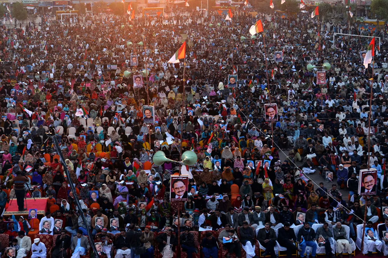 a view of the audience at bagh e mustafa in hyderabad during altaf hussain 039 s telephonic address photo mqm press release a view of the audience at bagh e mustafa in hyderabad during altaf hussain 039 s telephonic address photo mqm press release