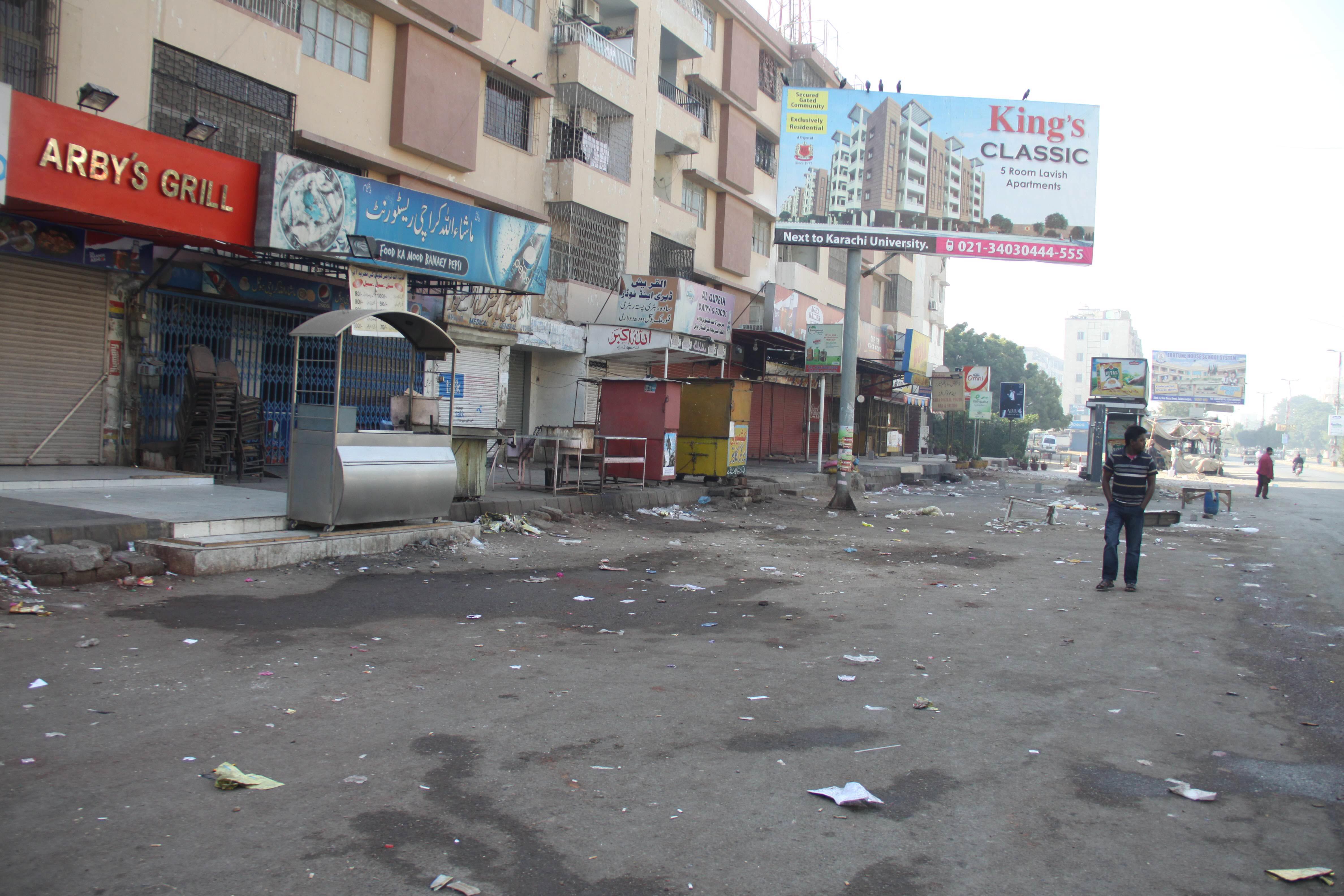 a view of the area around maskan chowrangi in gulshan e iqbal following unrest photo mohammad azeem express