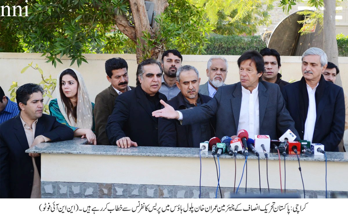pti chief imran khan adressing the press in karachi on tuesday photo nni