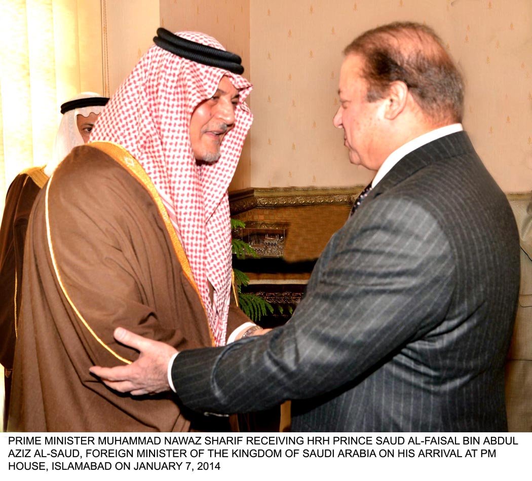 saudi foreign minister saud alfaisal shakes hands with prime minister nawaz sharif in islamabad photo pid