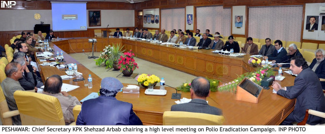 k p chief secretary shehzad arbab r chairing a meeting on polio eradication campaign photo inp k p chief secretary shehzad arbab r chairing a meeting on polio eradication campaign photo inp