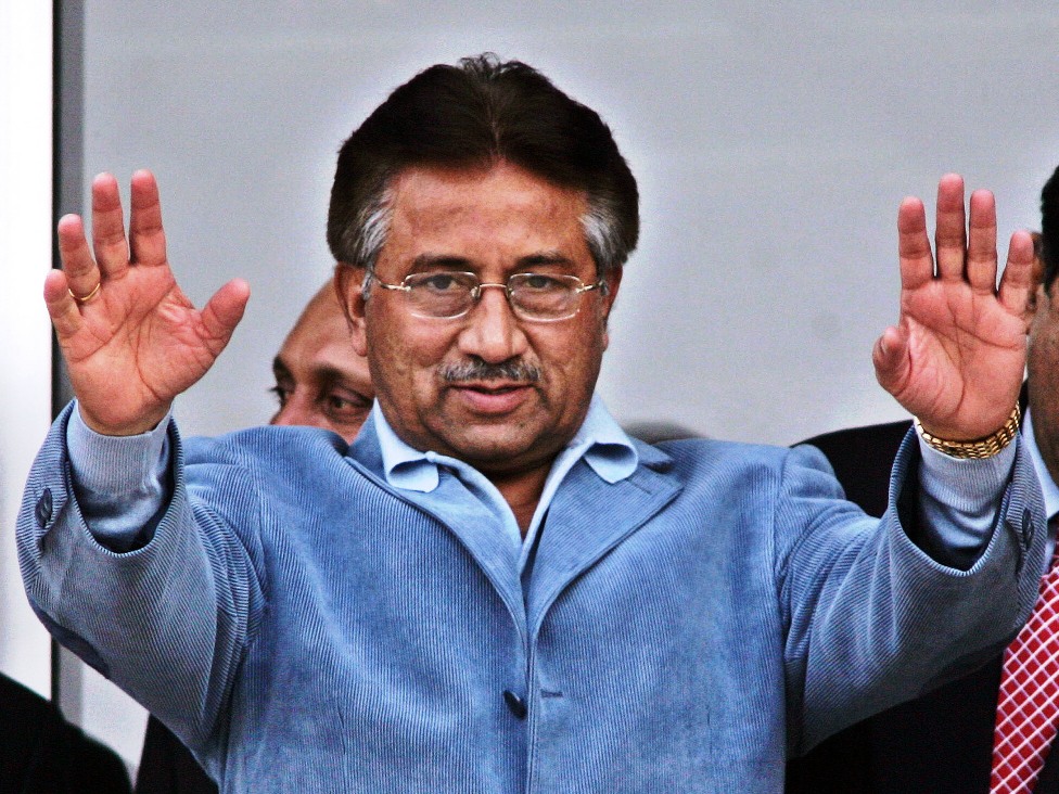 in this picture taken on february 13 2006 pakistan 039 s president pervez musharraf waves to the crowd during the third one day international cricket match between pakistan and india at the gaddafi cricket stadium in lahore photo afp