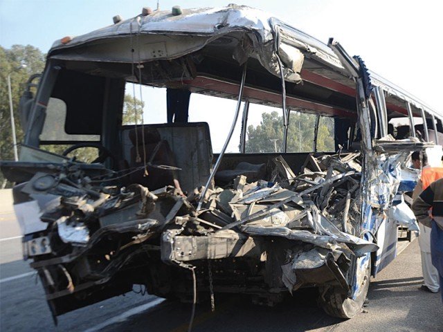 the remains of a bus after collision with a truck in december last year photo inp file