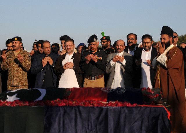 sindh information minister sharjeel memon sindh chief minister qaim ali shah and mpa owais muzaffar at the funeral photo afp sindh information minister sharjeel memon sindh chief minister qaim ali shah and mpa owais muzaffar at the funeral photo afp