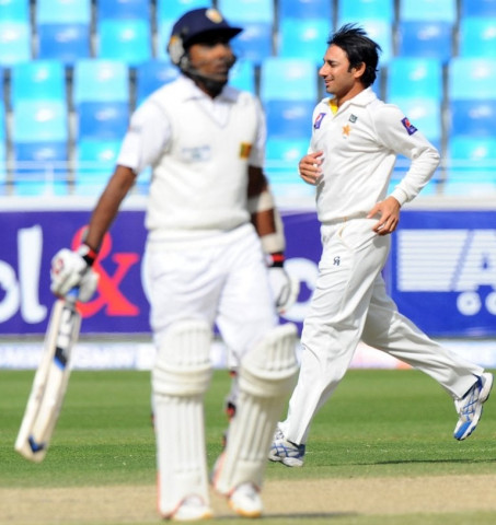 pakistan bowler saeed ajmal r celebrates after dismissing sri lankan batsman mahela jayawardene during the third day of the second cricket test match between pakistan and sri lanka at the dubai international cricket stadium in dubai on january 10 2014 photo afp pakistan bowler saeed ajmal r celebrates after dismissing sri lankan batsman mahela jayawardene during the third day of the second cricket test match between pakistan and sri lanka at the dubai international cricket stadium in dubai on january 10 2014 photo afp