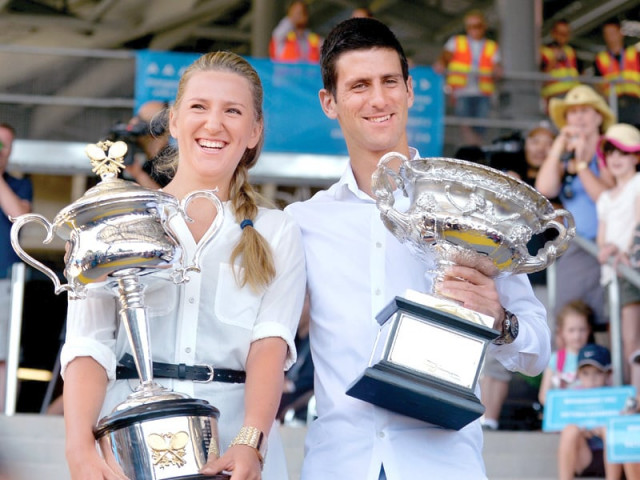 victoria azarenka and novak djokovic will be looking to defend their titles as the australian open gets under way on monday photo afp victoria azarenka and novak djokovic will be looking to defend their titles as the australian open gets under way on monday photo afp