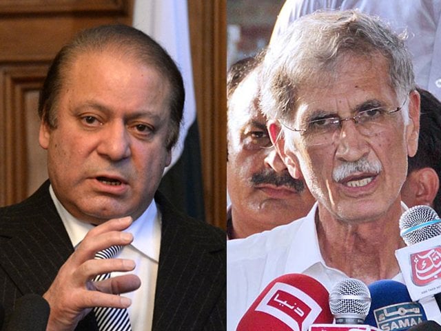 prime minister nawaz sharif l and k p chief minister pervez khattak photo agencies