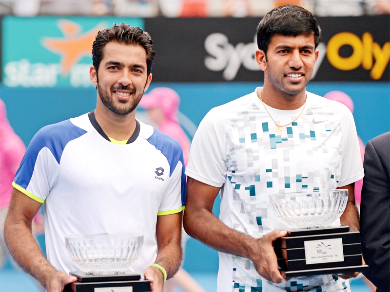 aisam and bopanna chose to keep their spirits up despite their final round loss in the atp 250 event photo afp