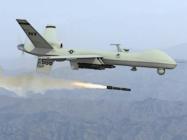 a photo of a drone firing a missile photo afp