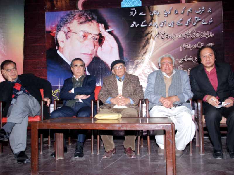 faraz s sons saadi and shibli were the chief guests at the poetry recital at the rawalpindi art council photo express