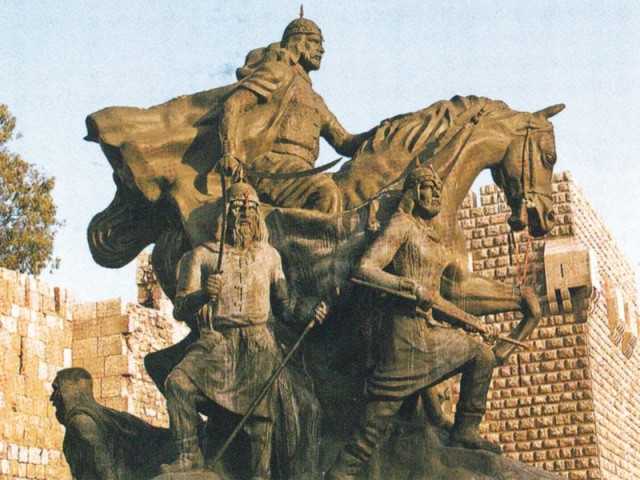 a statue of salah al din just outside the citadel of damascus a statue of salah al din just outside the citadel of damascus
