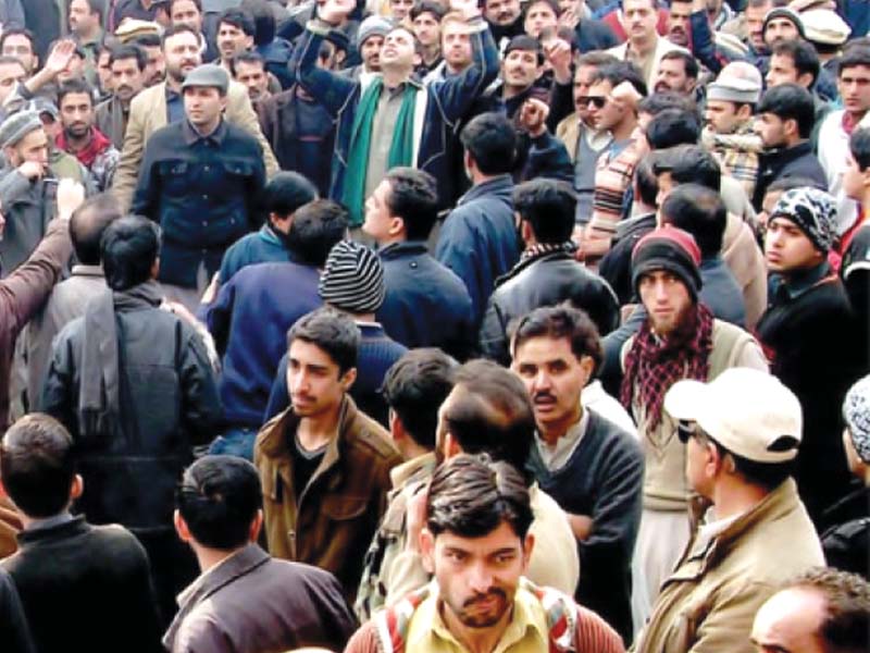 traders stage a protest demo in muzaffarabad against power outages photo express